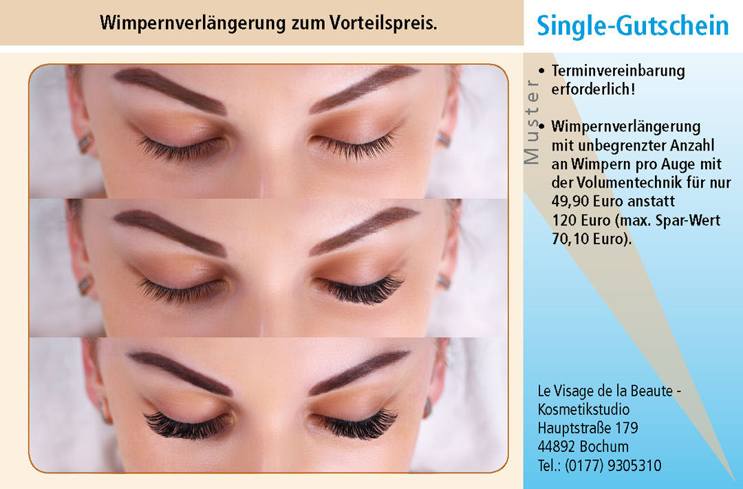 Gutschein Wimpernverlängerung in Bochum Ruhrgebiet