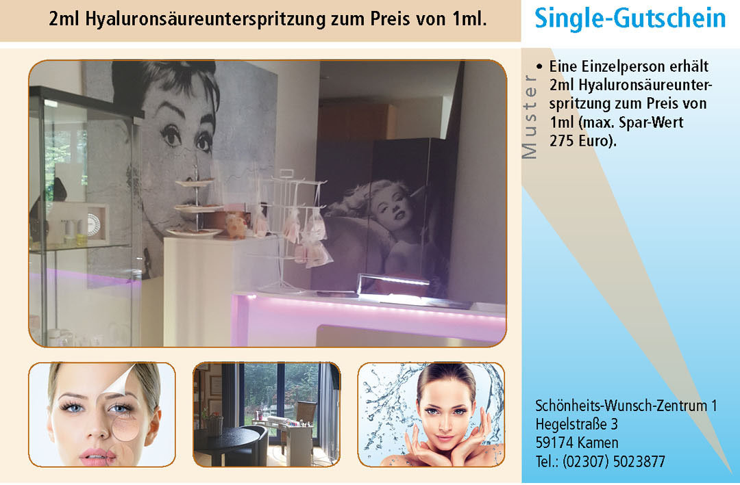 Gutschein Anti-Aging Faltenunterspritzung