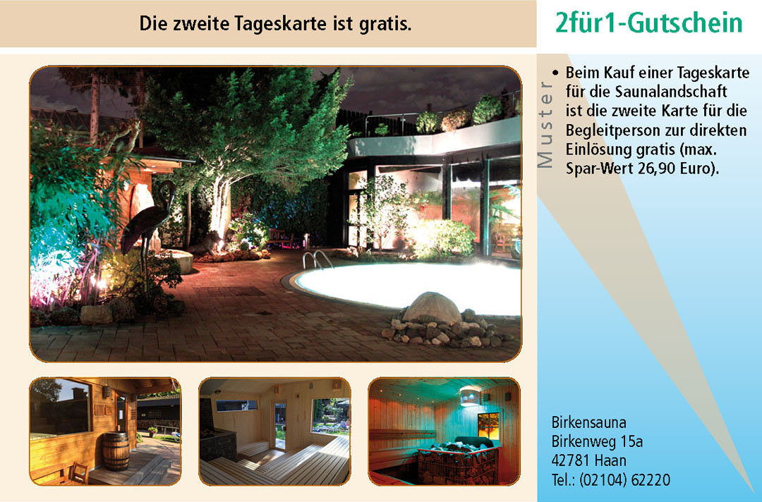 Sauna Gutscheine Ruhrgebiet Birkensauna Haann