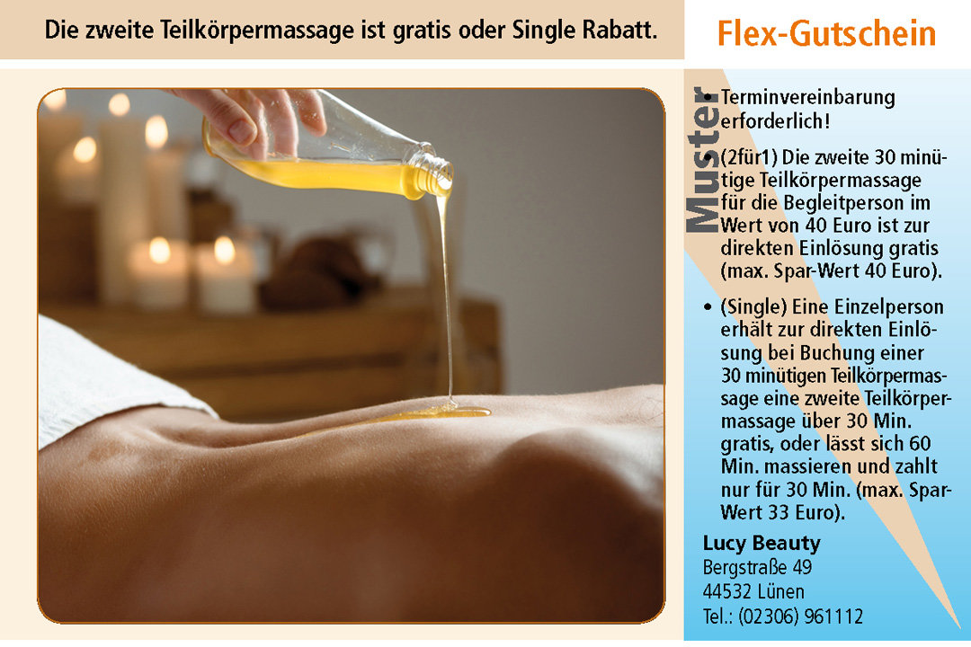 2 für 1 Gutschein Ruhrgebiet Gutschein Teilkoerpermassage