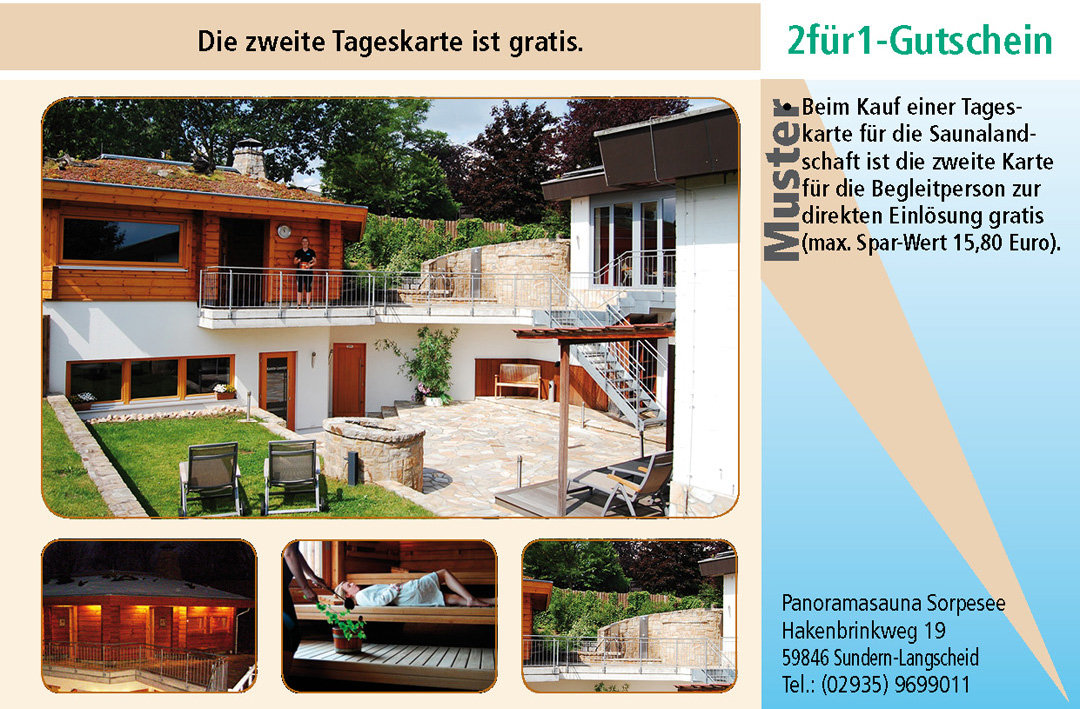 2 für 1 Gutschein-Ruhrgebiet-Panoramasauna-Sorpesee