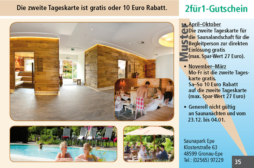 2 für 1 Gutschein-Ruhrgebiet-Saunapark-Epe