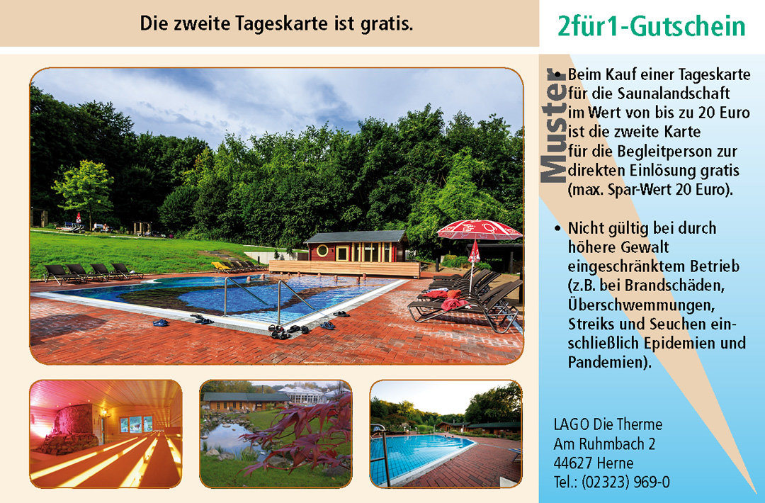 Sauna Gutschein LAGO Die Therme Herne Ruhrgebiet