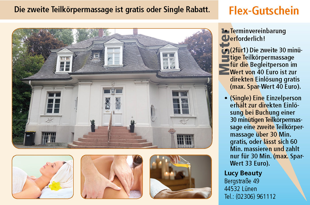 2 für 1 Gutschein Ruhrgebiet Gutschein Teilkoerpermassage