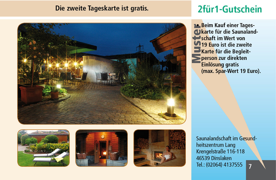 Saunalandschaft im Gesundheitszentrum Lang