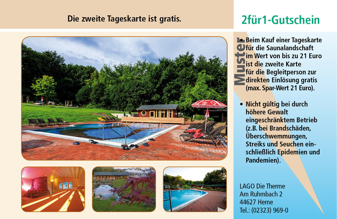 Sauna Gutschein LAGO Die Therme Herne Ruhrgebiet