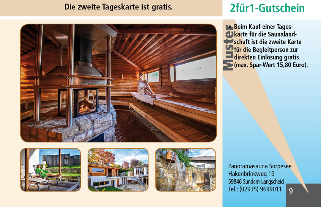 2 für 1 Gutschein-Ruhrgebiet-Panoramasauna-Sorpesee
